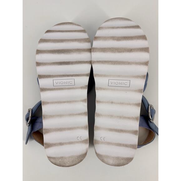 Vionic Women's Reyna Wedge Sandals Size 10 Light Blue Leather Comfort Shoes‎ - Picture 9 of 9